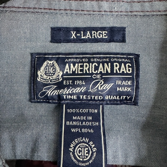 Men’s (2) American Rag long sleeve 100% cotton shirts button down SZ X-LG - Picture 2 of 12